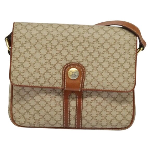 CELINE Macadam Canvas Shoulder Bag PVC Beige Gold Auth - Picture 4 of 16